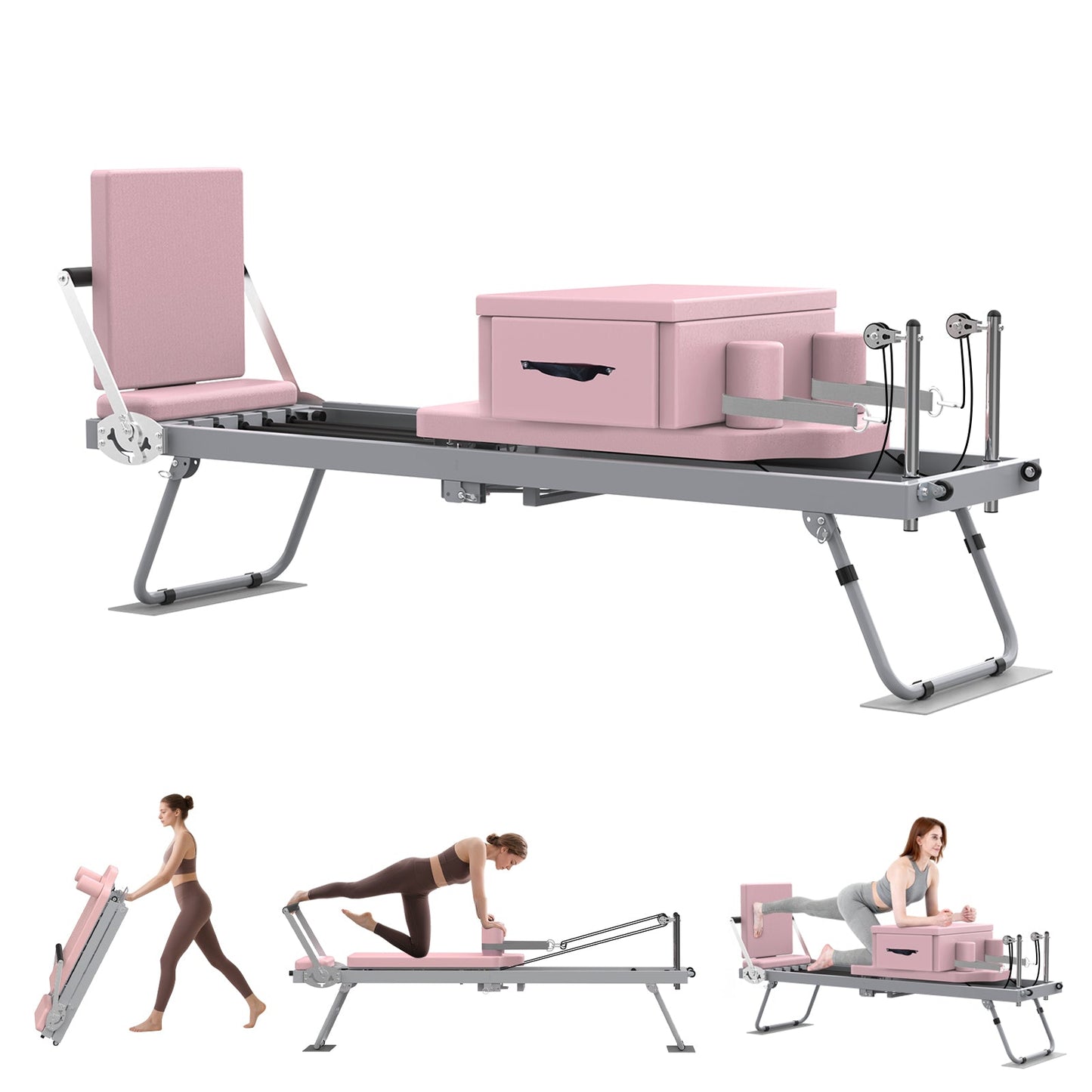 Advwin Foldable Pilates Reformer Machine with Jump Board