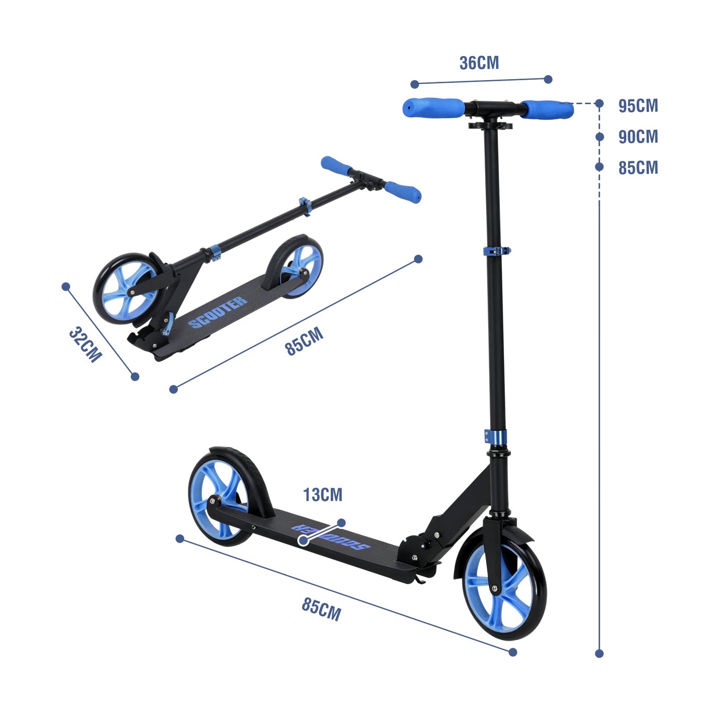 Advwin Kick Scooter Folding Scooter 3 Adjustable Height