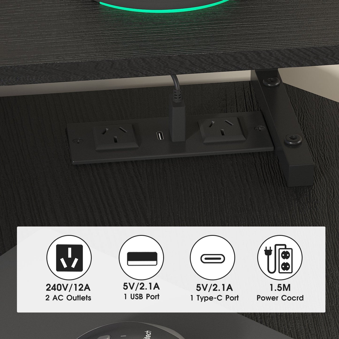 Advwin Corner Desk Triangle LED Gaming Desk