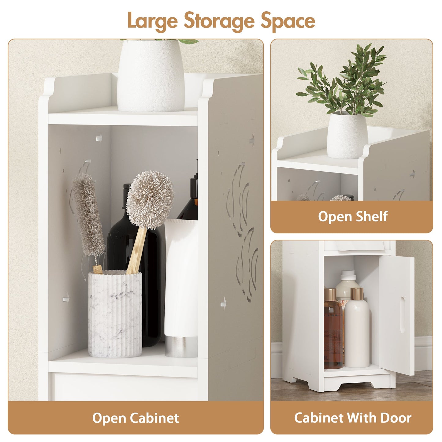 Advwin Slim Bathroom Storage Cabinet with Drawer
