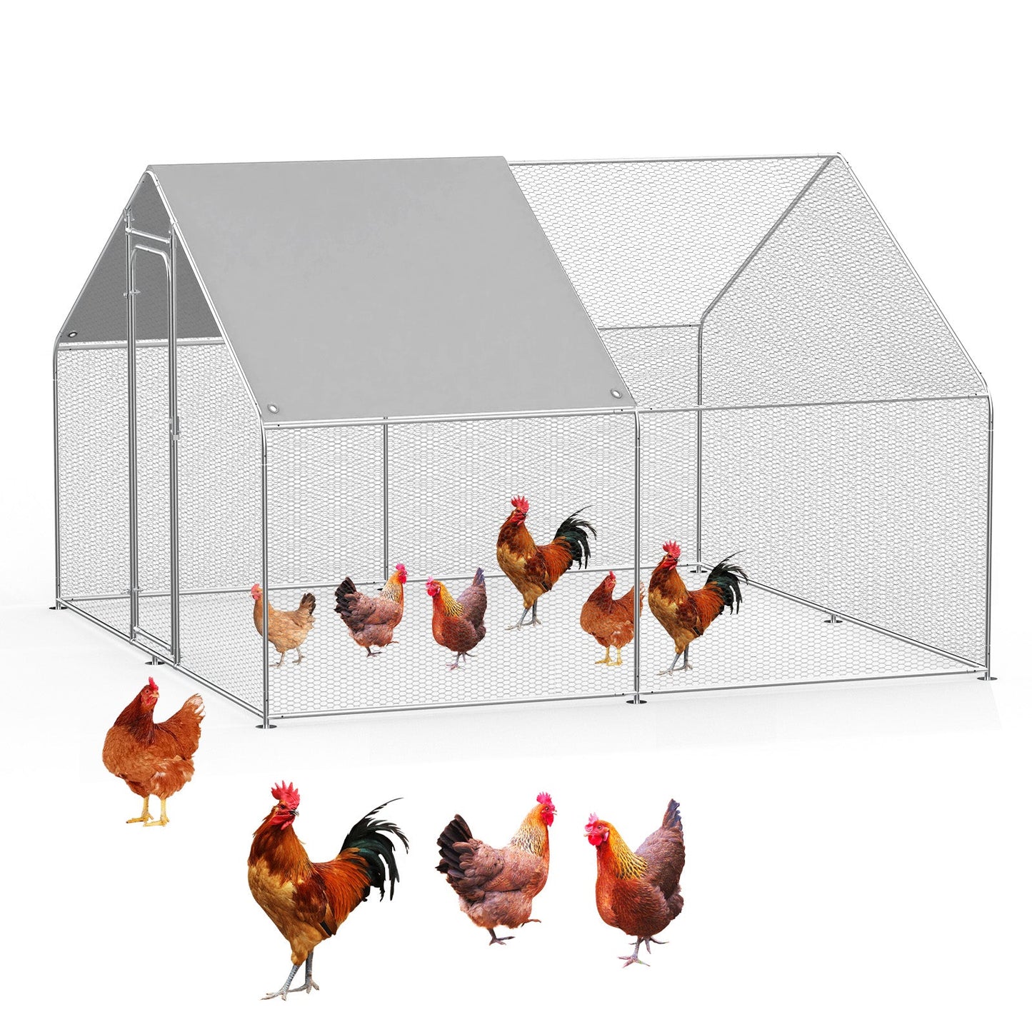 Advwin Large Metal Chicken Coop w/ Waterproof Cover