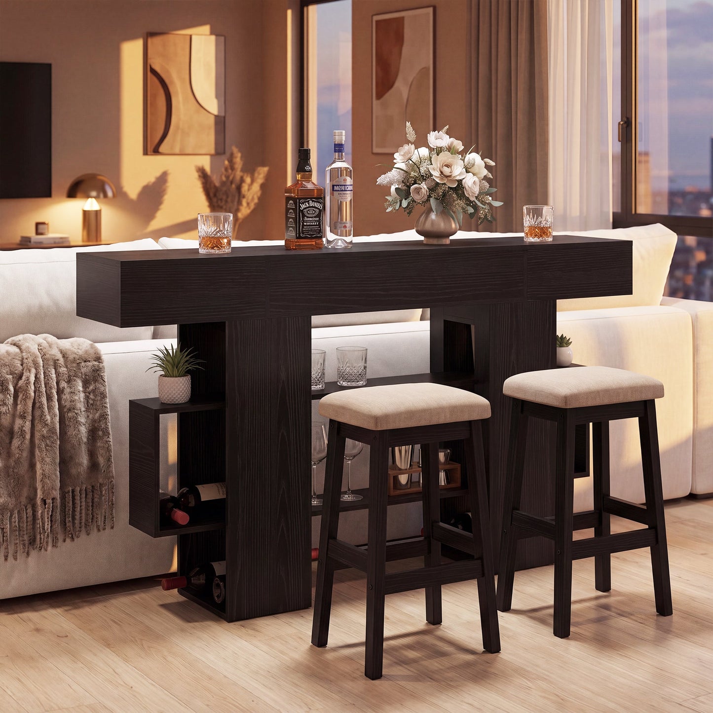 Advwin 140cm Entryway Console Table with 2 Drawers
