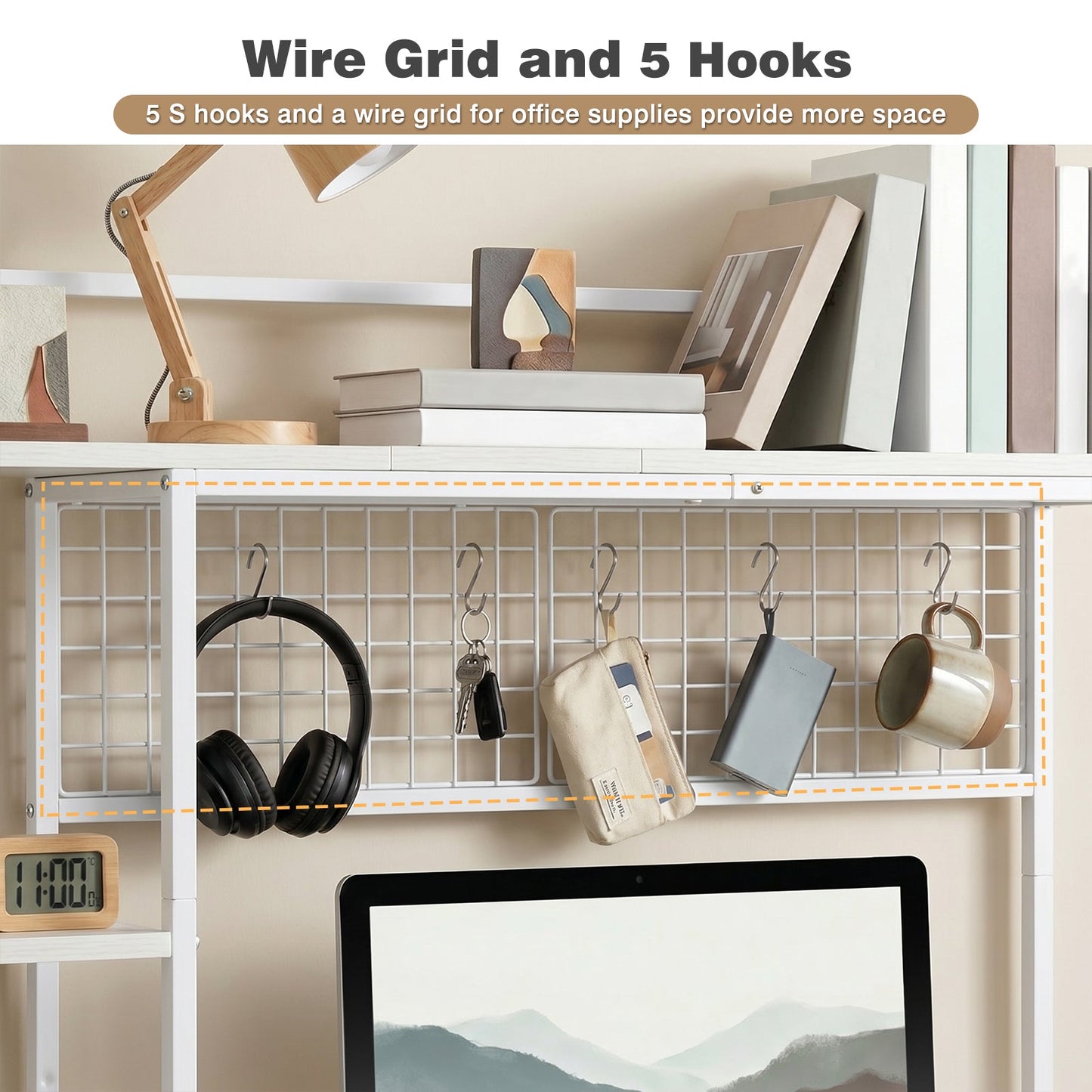 Advwin 3-Tier Desktop Organizer Shelf with 5 Hooks