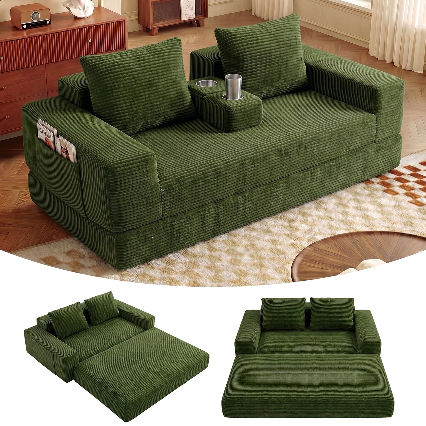Advwin Folding Sofa Bed 2 in 1 Convertible Floor Sofa