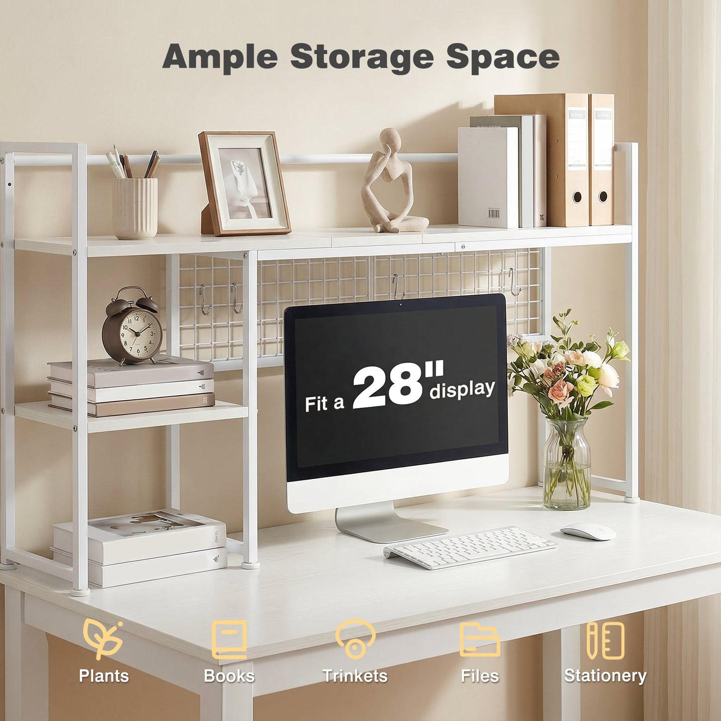Advwin 3-Tier Desktop Organizer Shelf with 5 Hooks