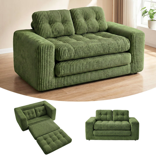 Advwin Folding Sofa Bed  Fold Out Corduroy Sleeper Couch