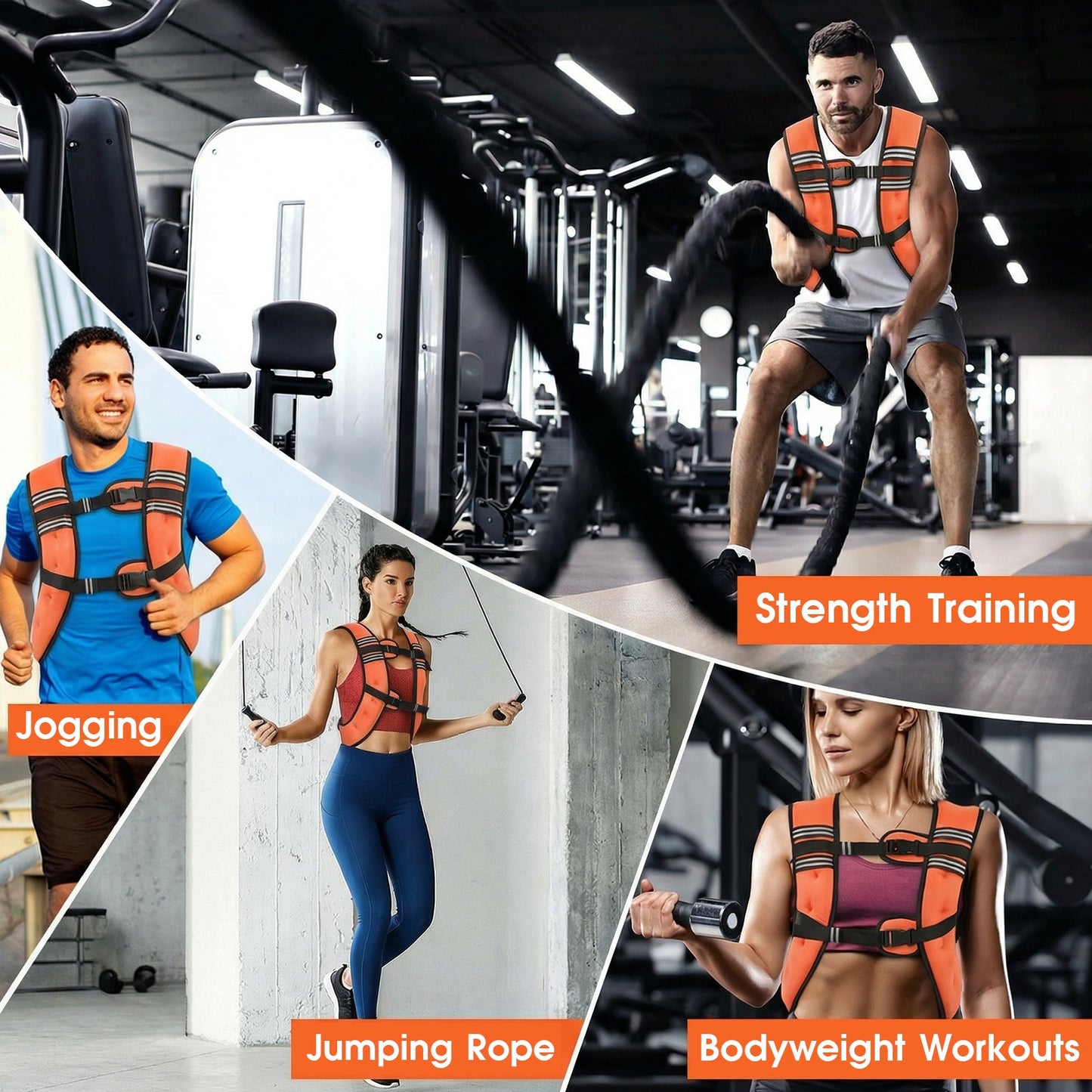Advwin Adjustable 5kg Weighted Vest Orange