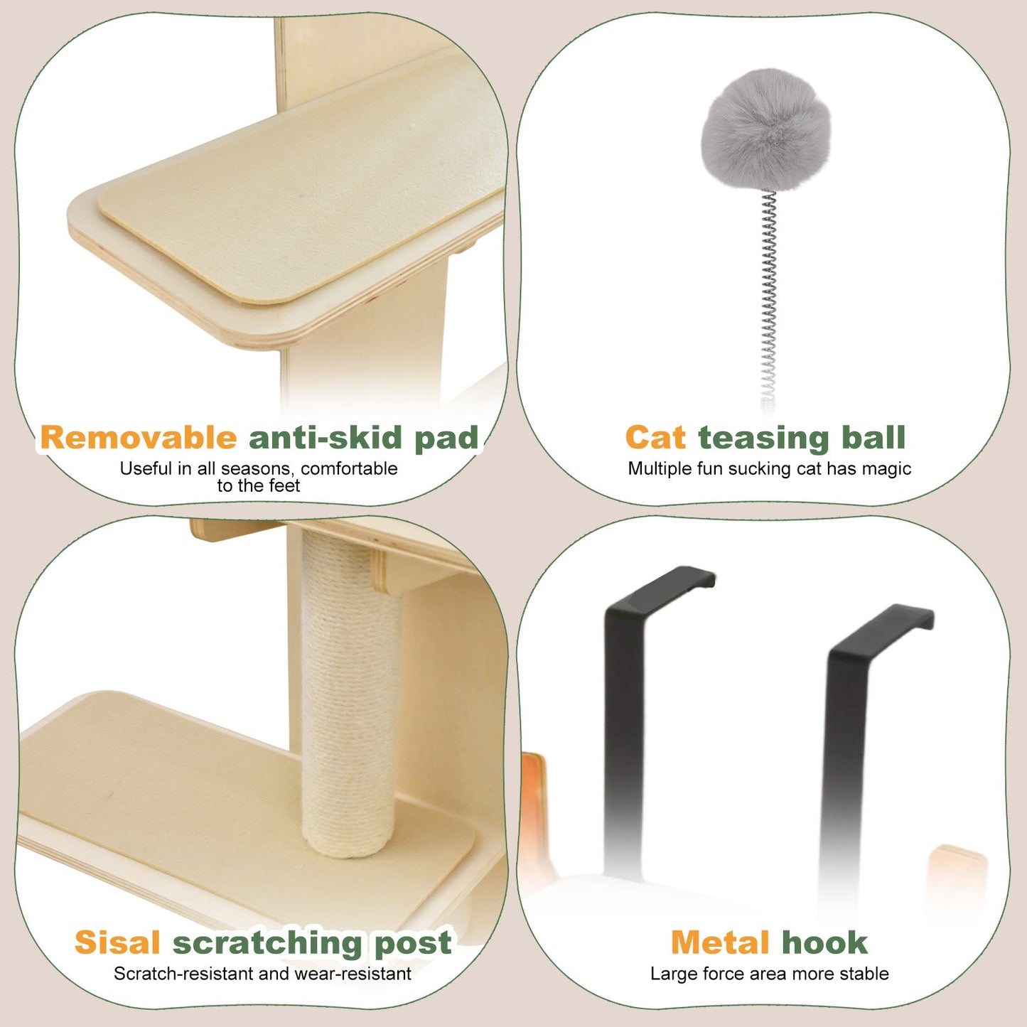 Advwin 4-Levels Vertical Door Hanging Cat Shelf