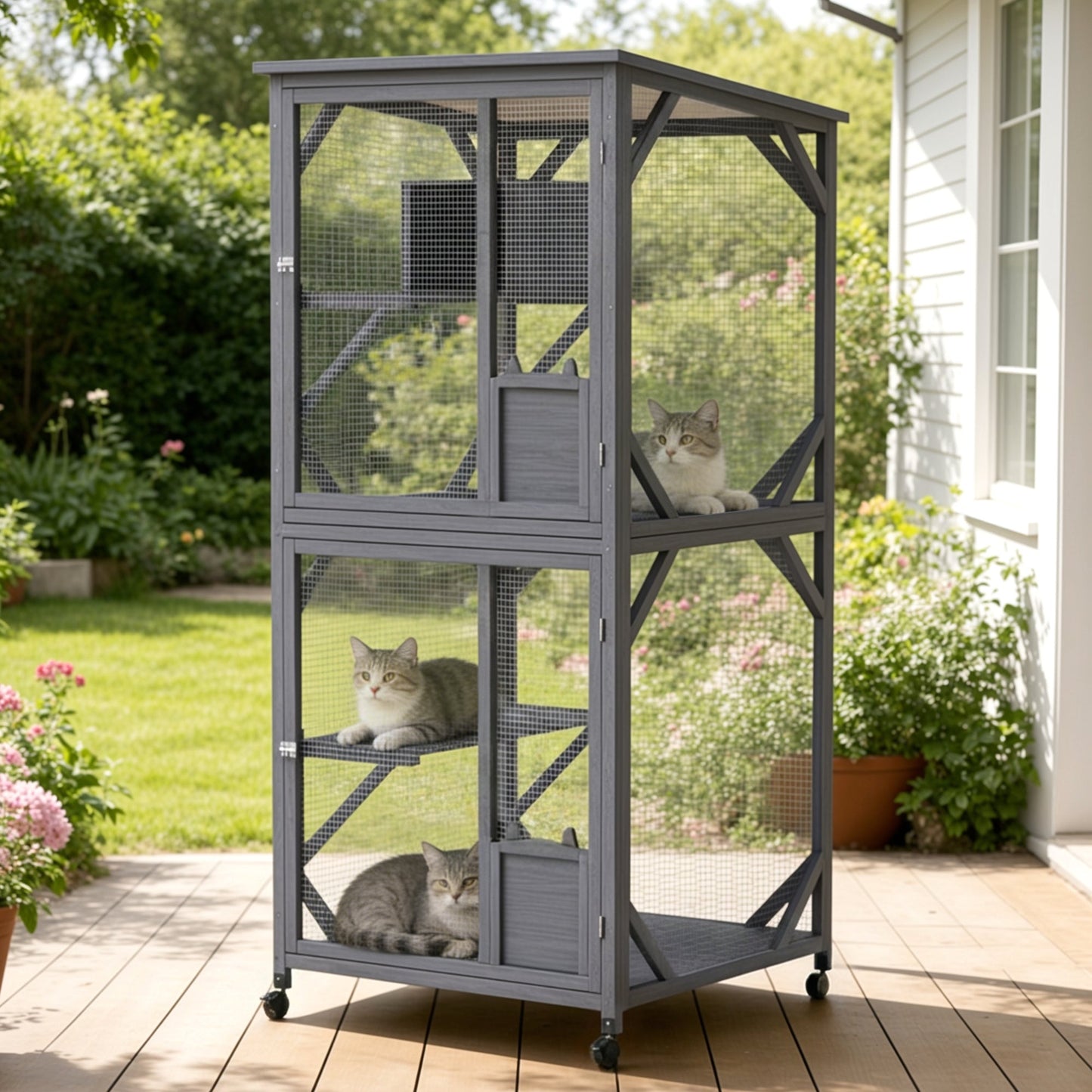 Advwin 4 Tiers Catio Outdoor Cat Enclosure