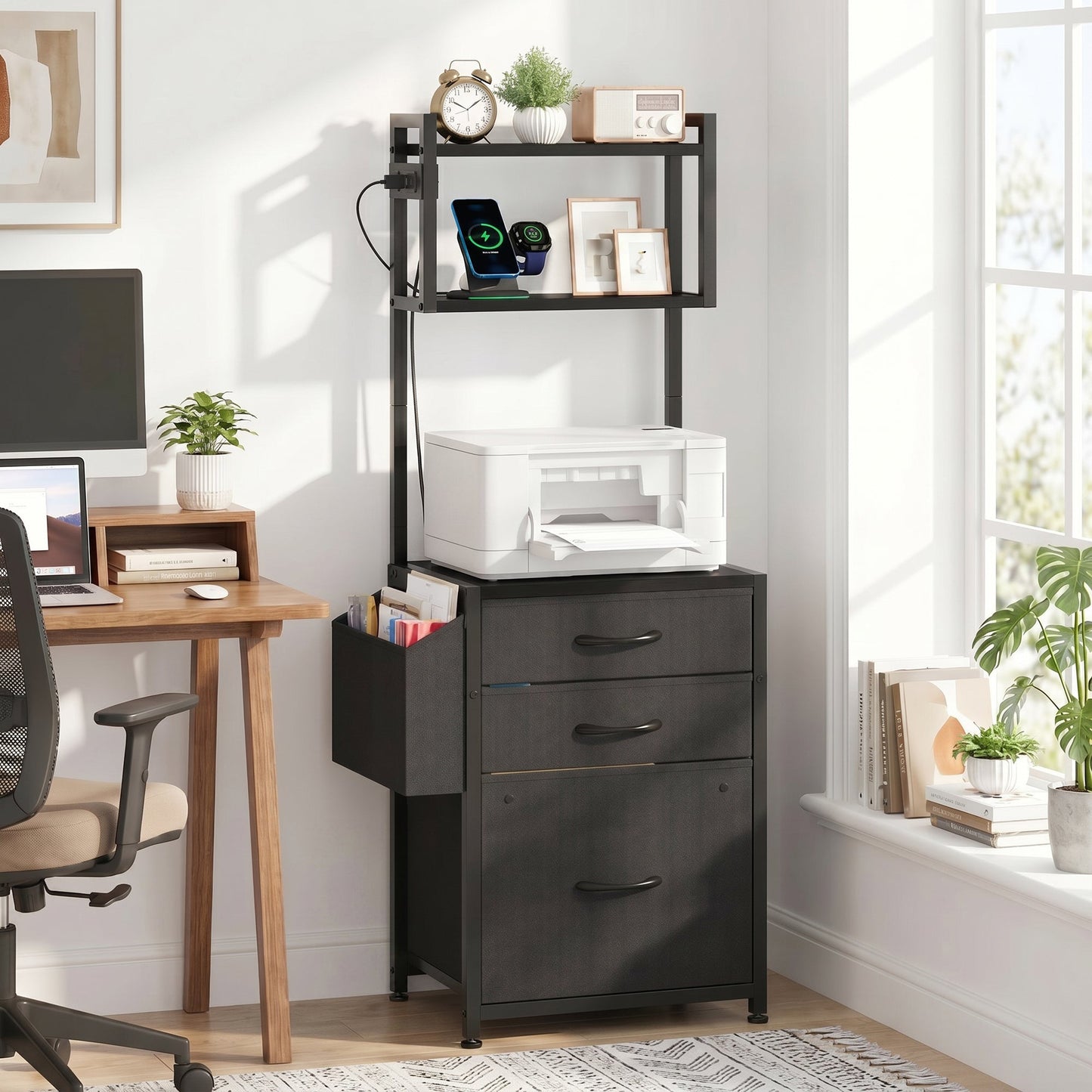 Advwin File Cabinet with Charging Station & 3 Drawers