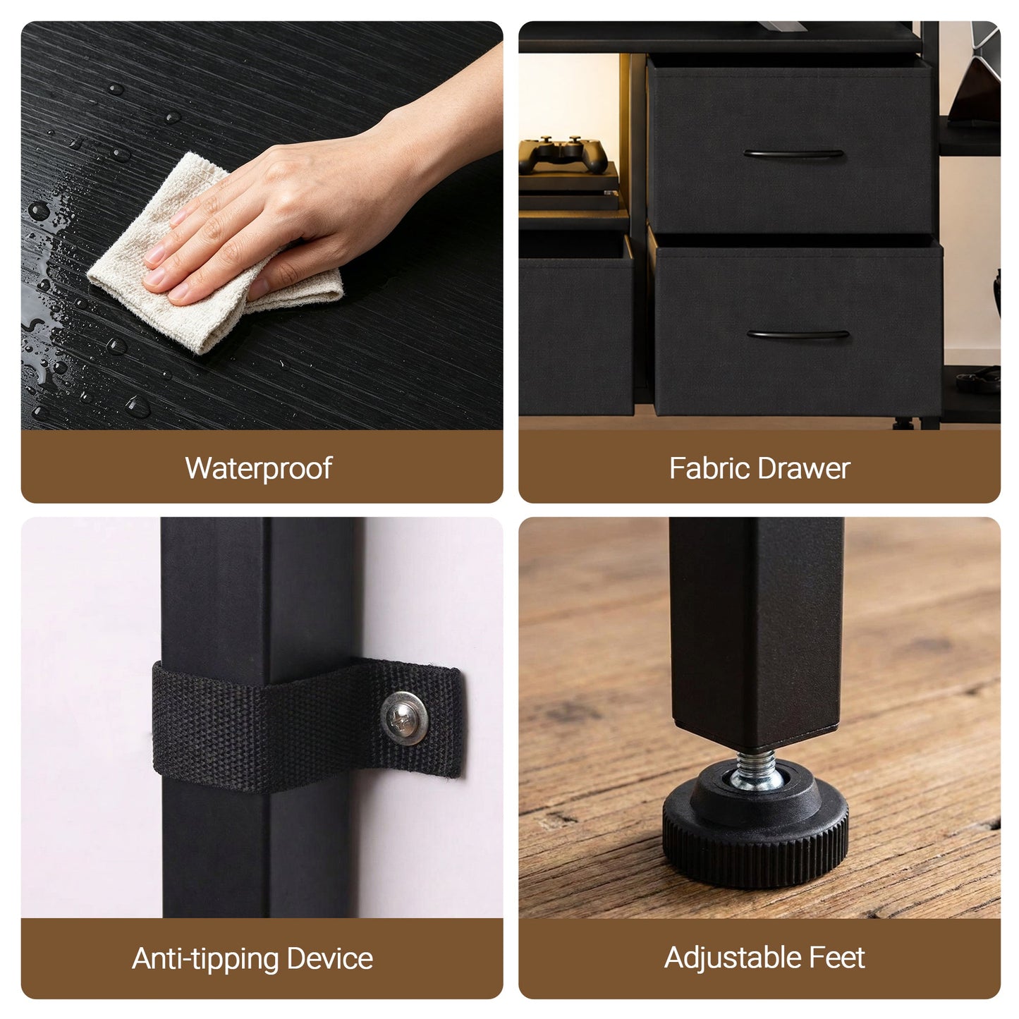 Advwin 185cm TV Stand with Bookshelf & LED Lights