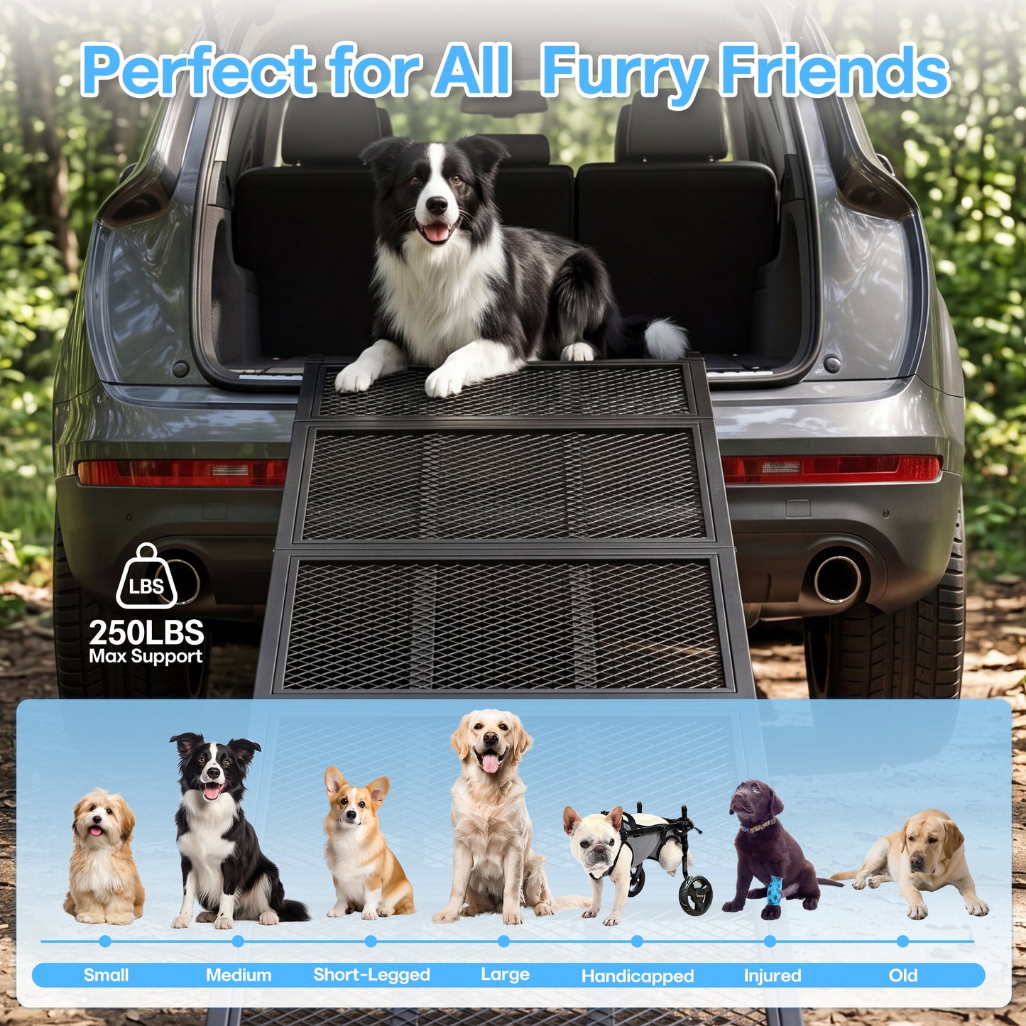 Advwin 180cm Dog Ramp for Car with Non-Slip Mesh
