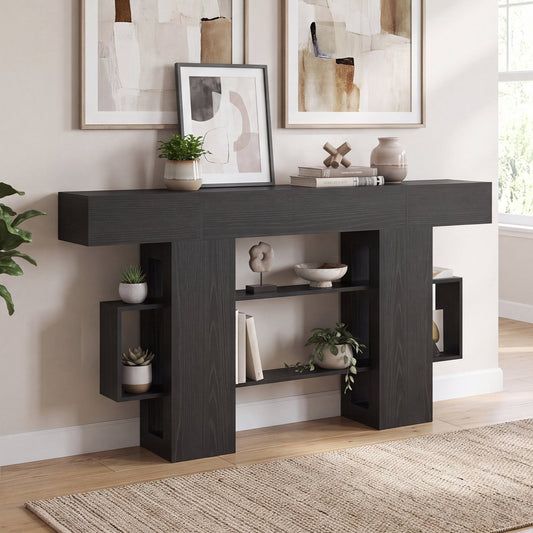 Advwin 140cm Entryway Console Table with 2 Drawers