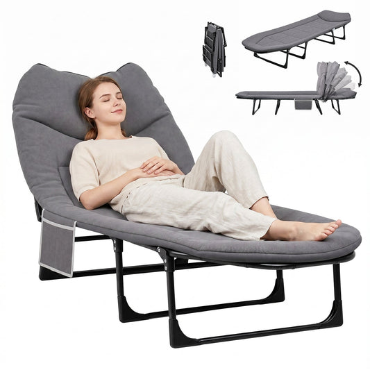 Advwin Folding Camping Cot w/ 6-Position Adjustable Backrest