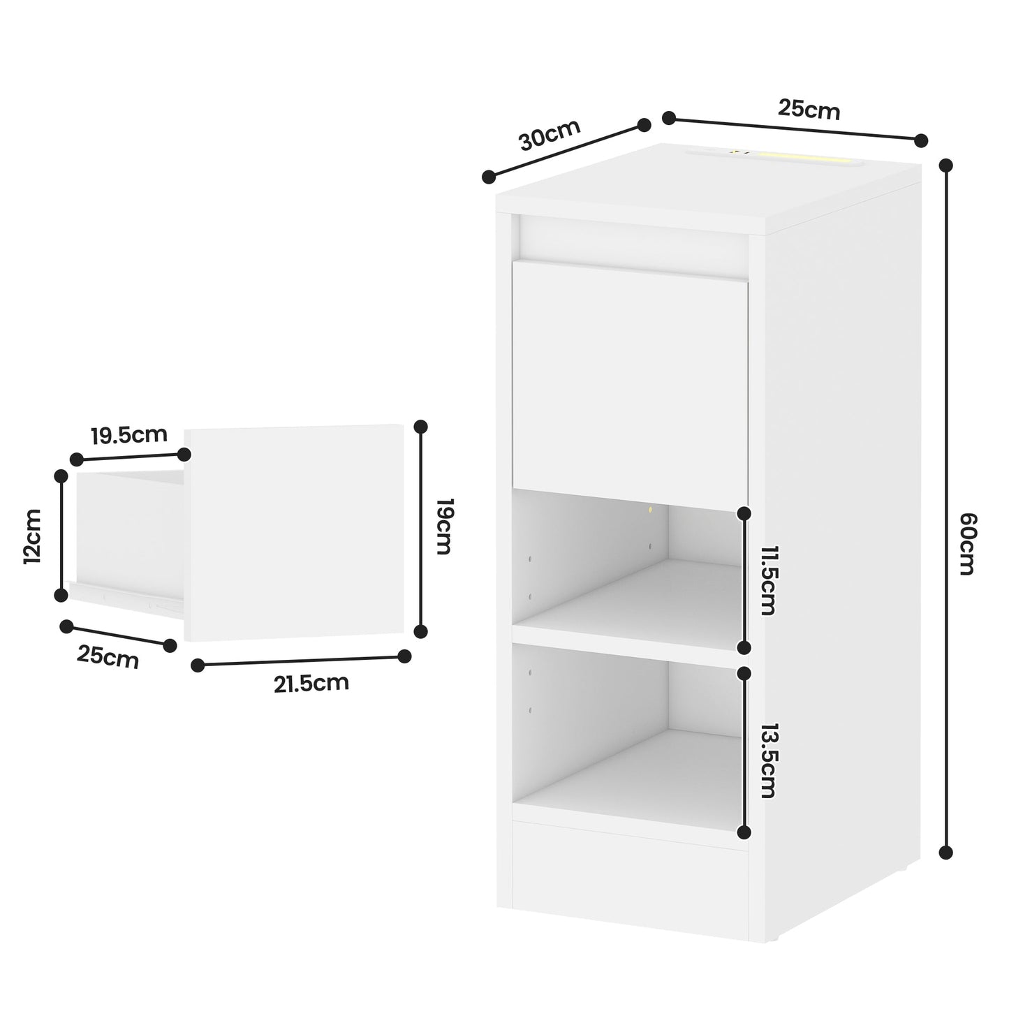 Advwin 2 ×LED End Table Sofa Side Table
