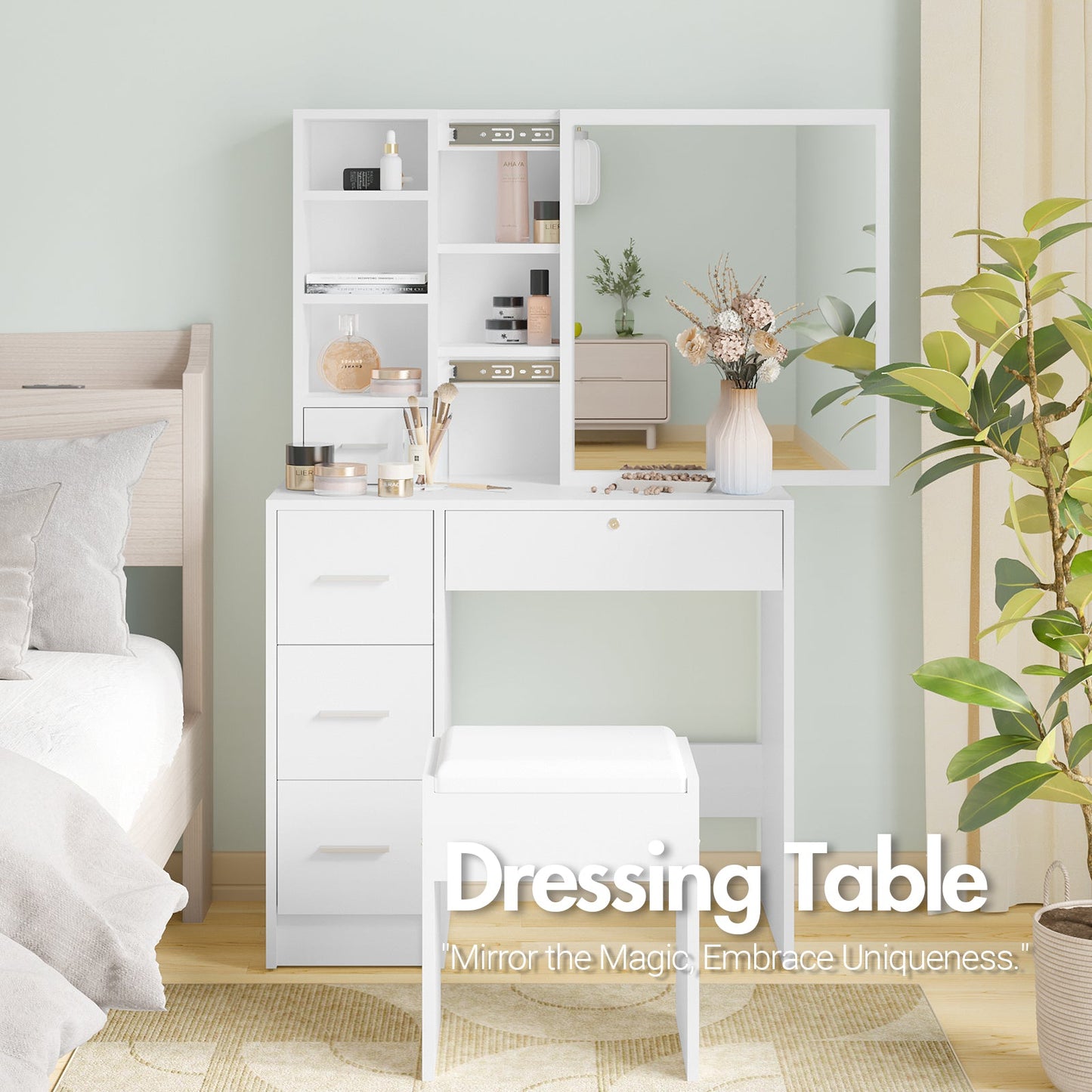 Advwin Dressing Table Stool Set Makeup Dresser