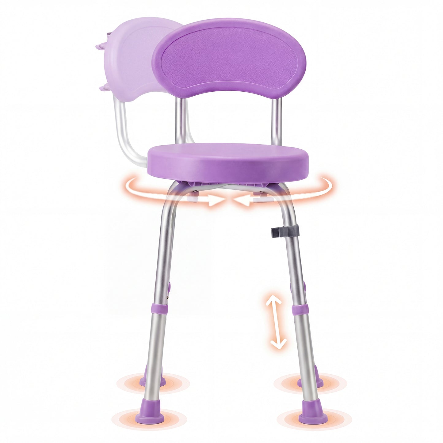 Advwin Adjustable 360° Swivel Shower Chair for Seniors