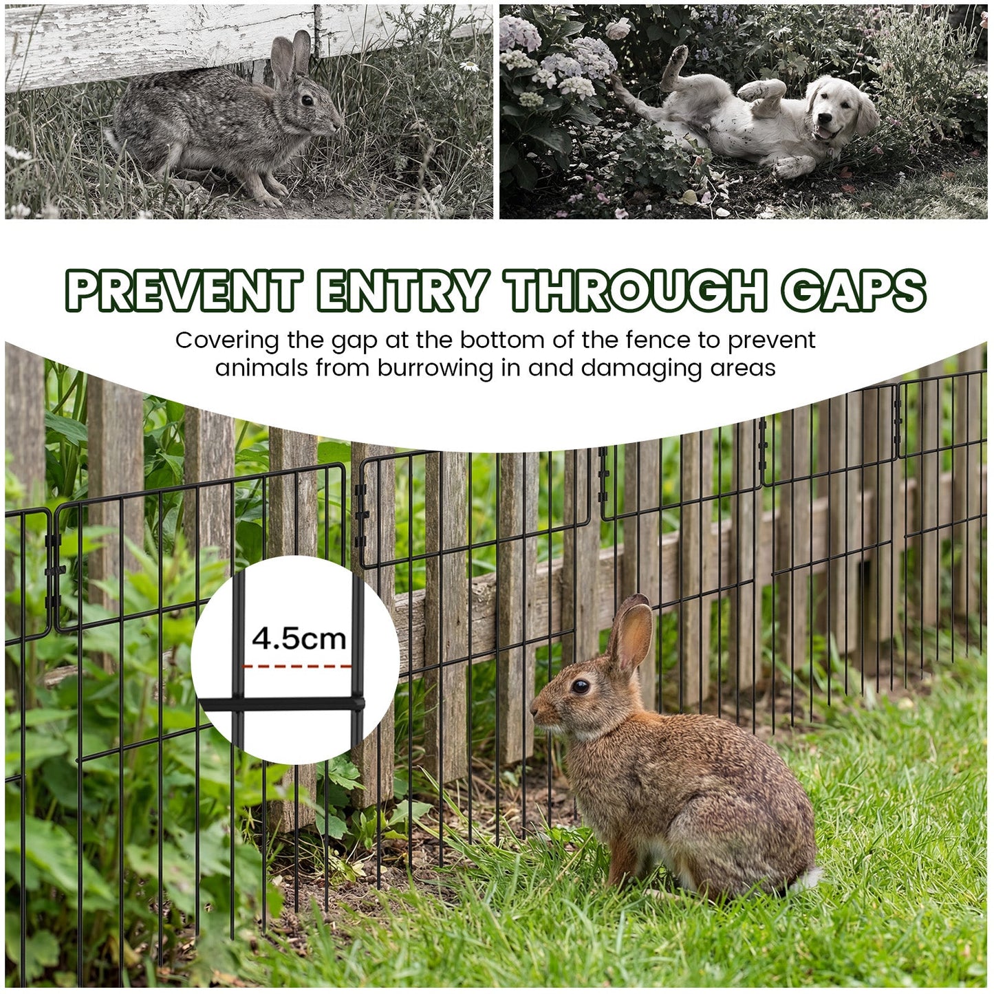 Advwin 20 Panels Metal Garden Fence Animal Barrier