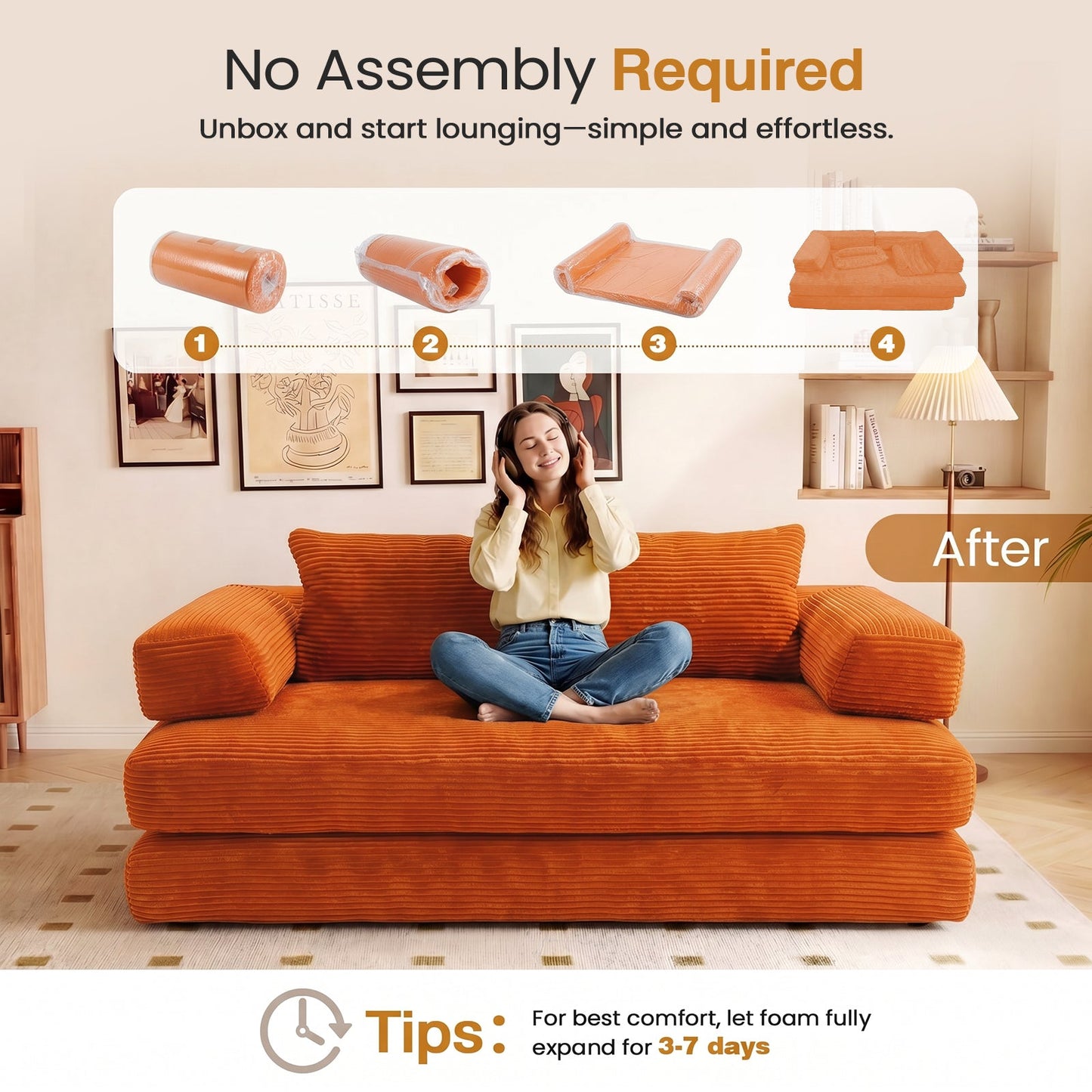 Advwin Folding Sofa Bed Convertible Floor Loveseat Sofa