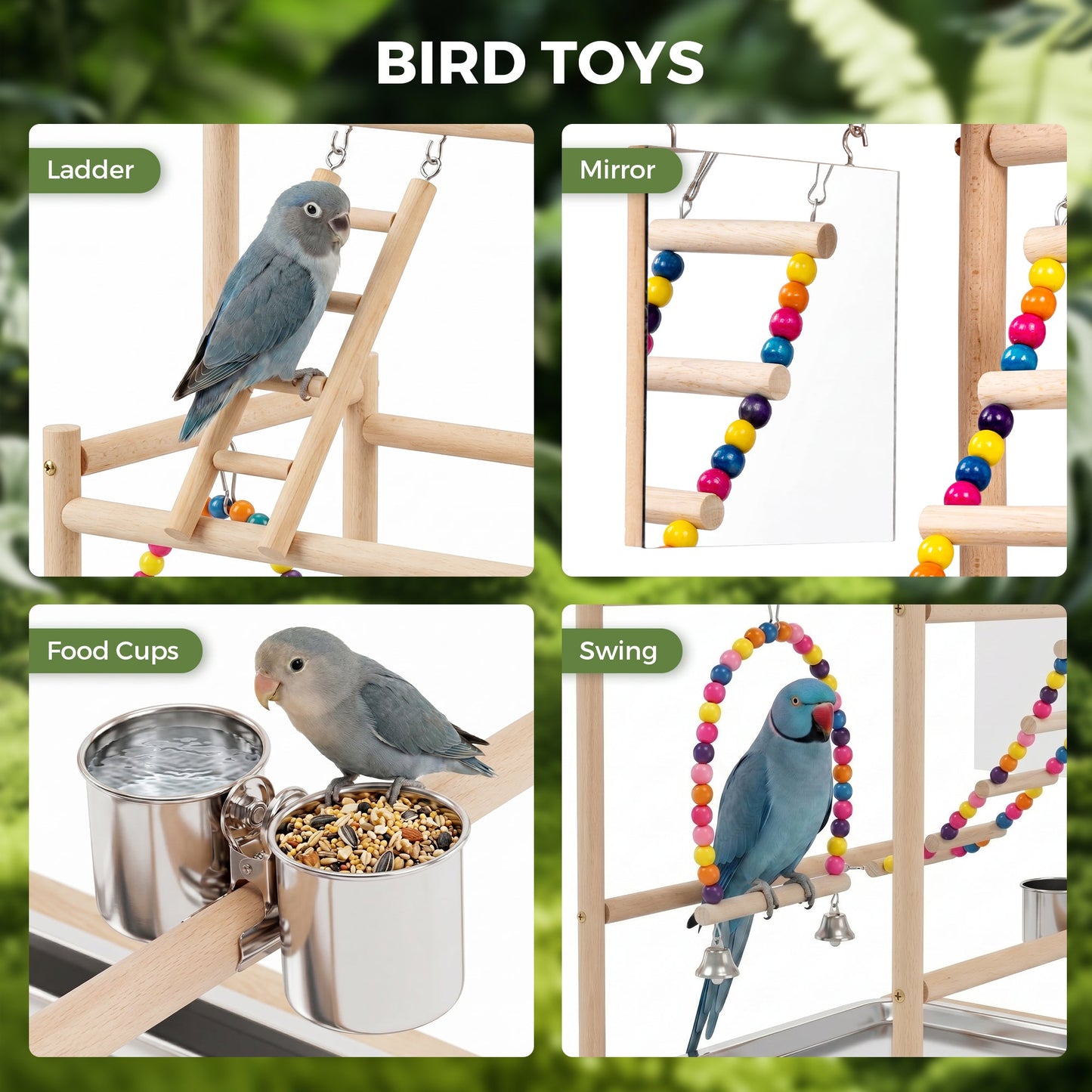 Advwin 3 Layer Parrot Perch Stand with Mirror