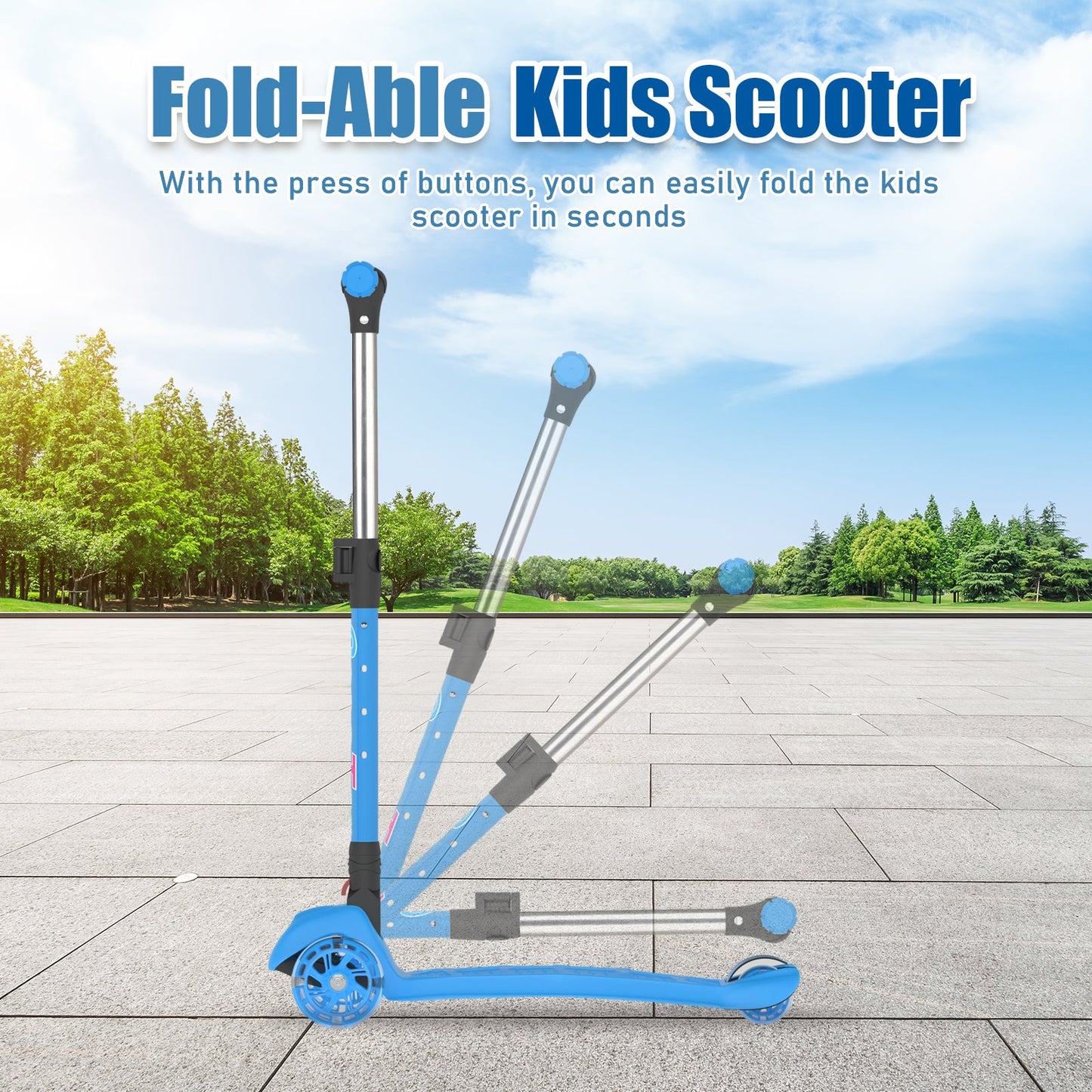 Advwin Kids Scooter Folding Kick Scooter Blue