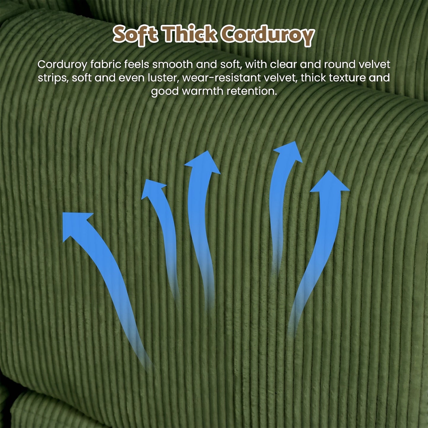 Advwin 172cm Modular Corduroy 3-in-1 Sofa Lounger