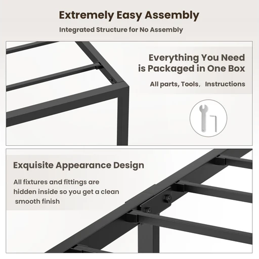 Advwin Metal Bed Frame Single Size Black