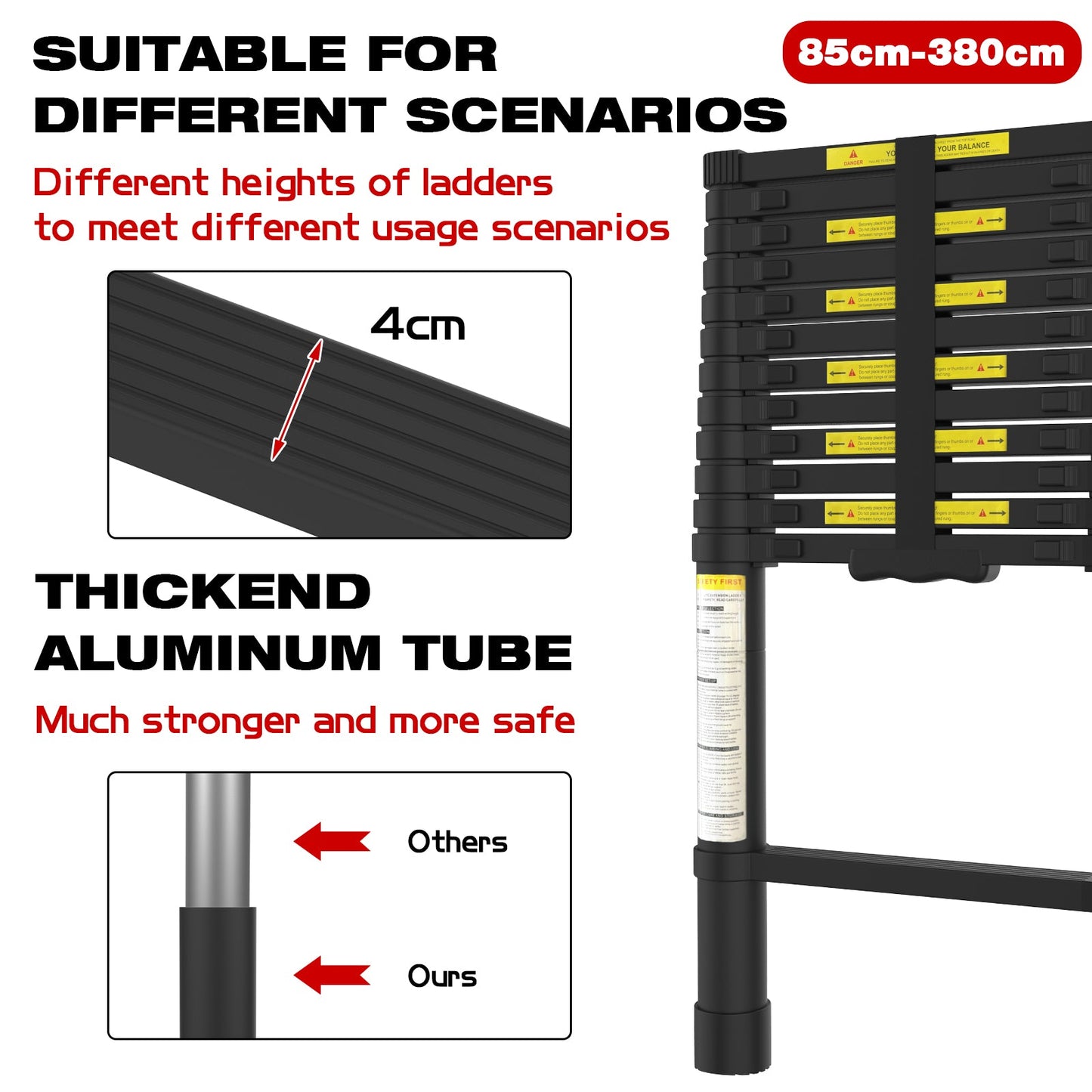 Advwin 3.8m Portable Aluminum Telescoping Ladder