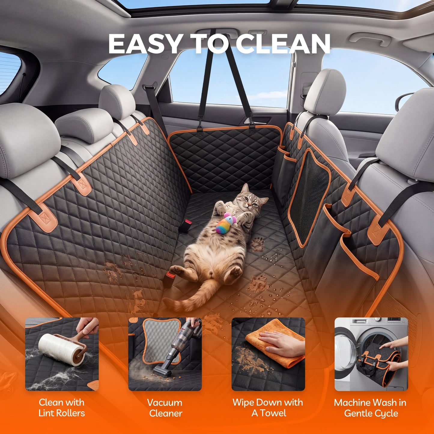 Advwin Dog Car Back Seat Cover 600D Waterproof Pet Seat Cover