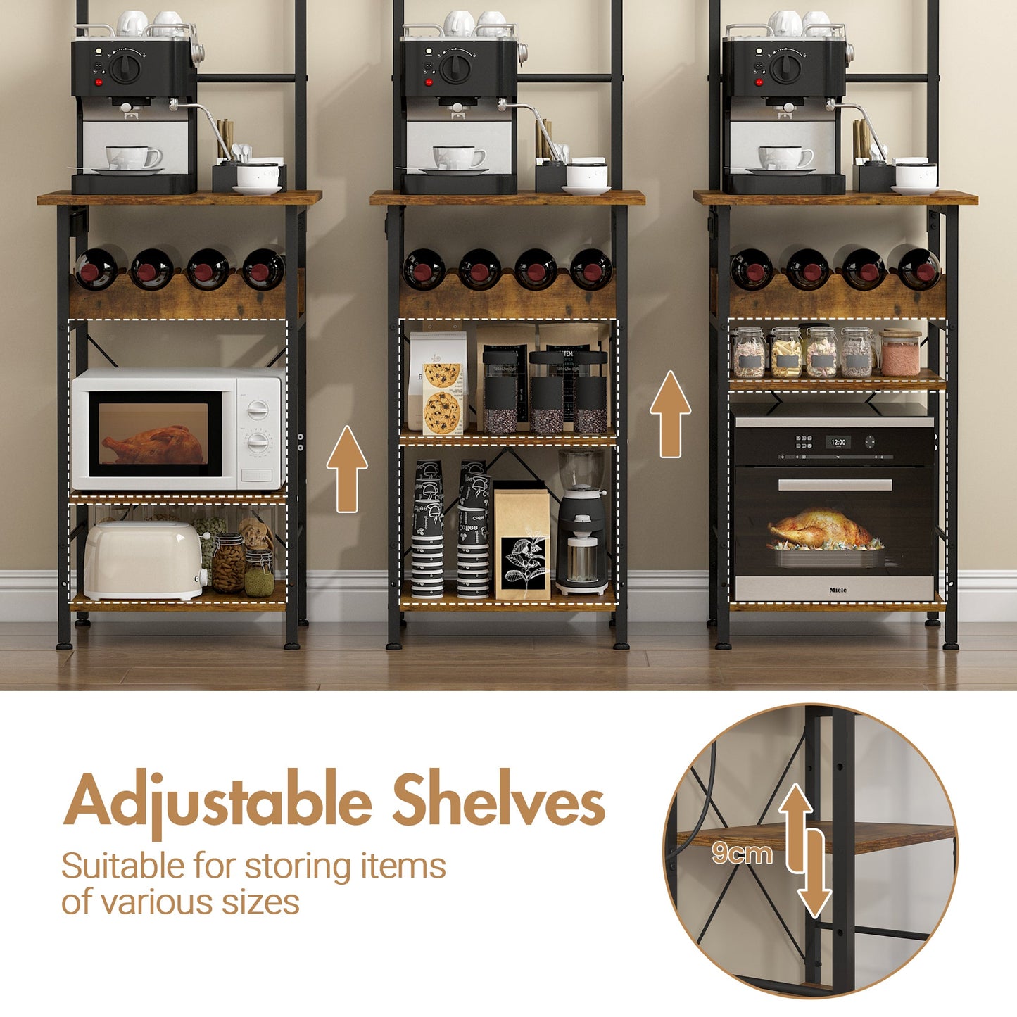 Advwin 5 Tiers Kitchen Bakers Rack with Power Outlet