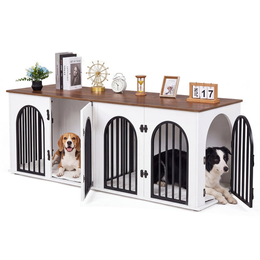 Advwin Wooden Dog Crate Furniture for 2 Dogs