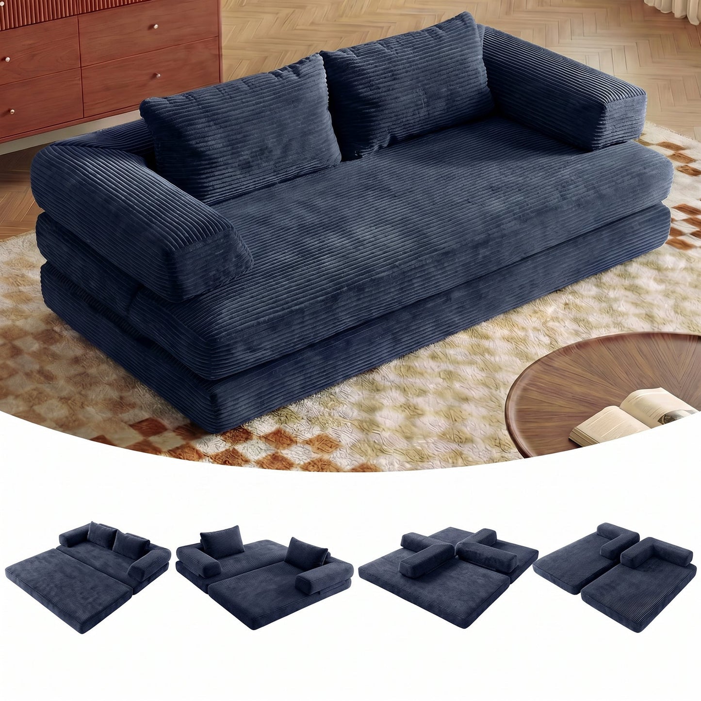 Advwin Folding Sofa Bed Convertible Floor Loveseat Sofa
