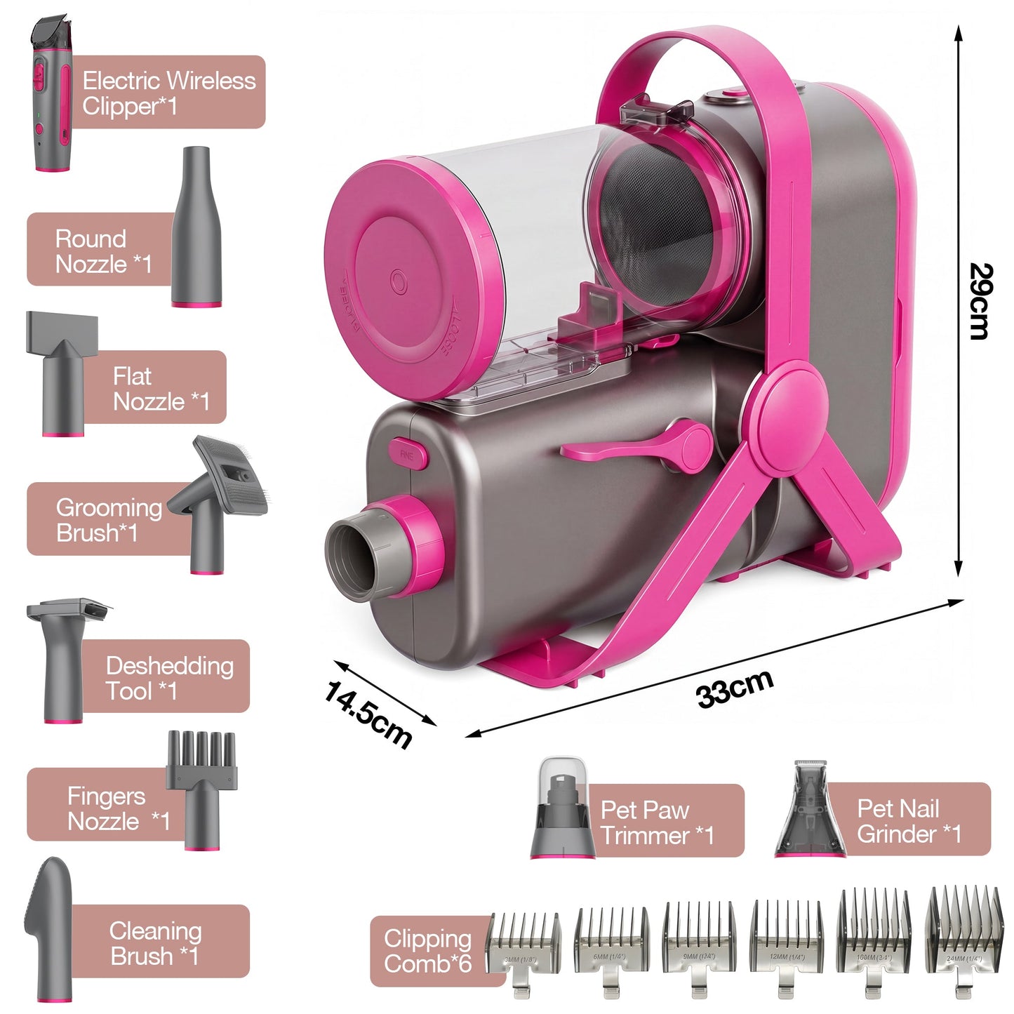 Advwin 9-in-1 Pet Grooming Vacuum Kit & Hair Dryer