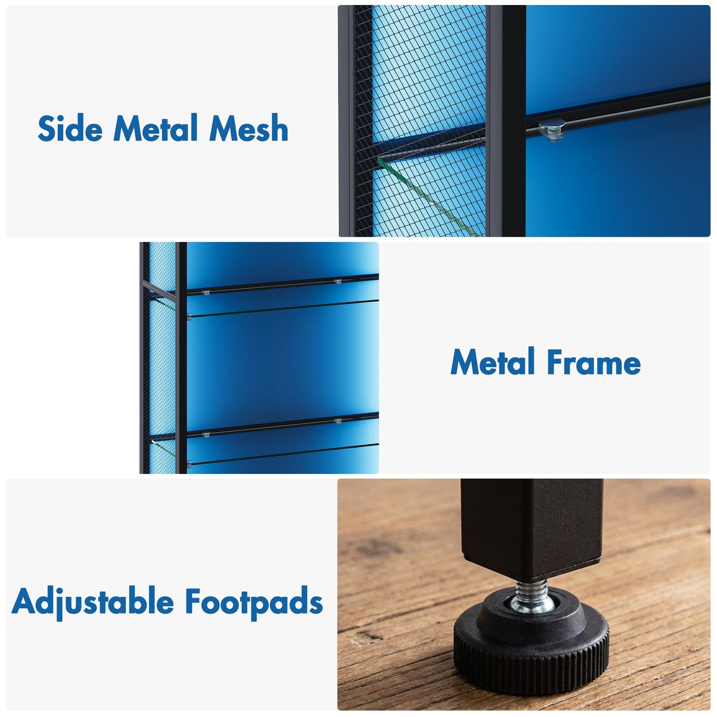 Advwin 5-Tier LED Display Cabinet with Open Shelves