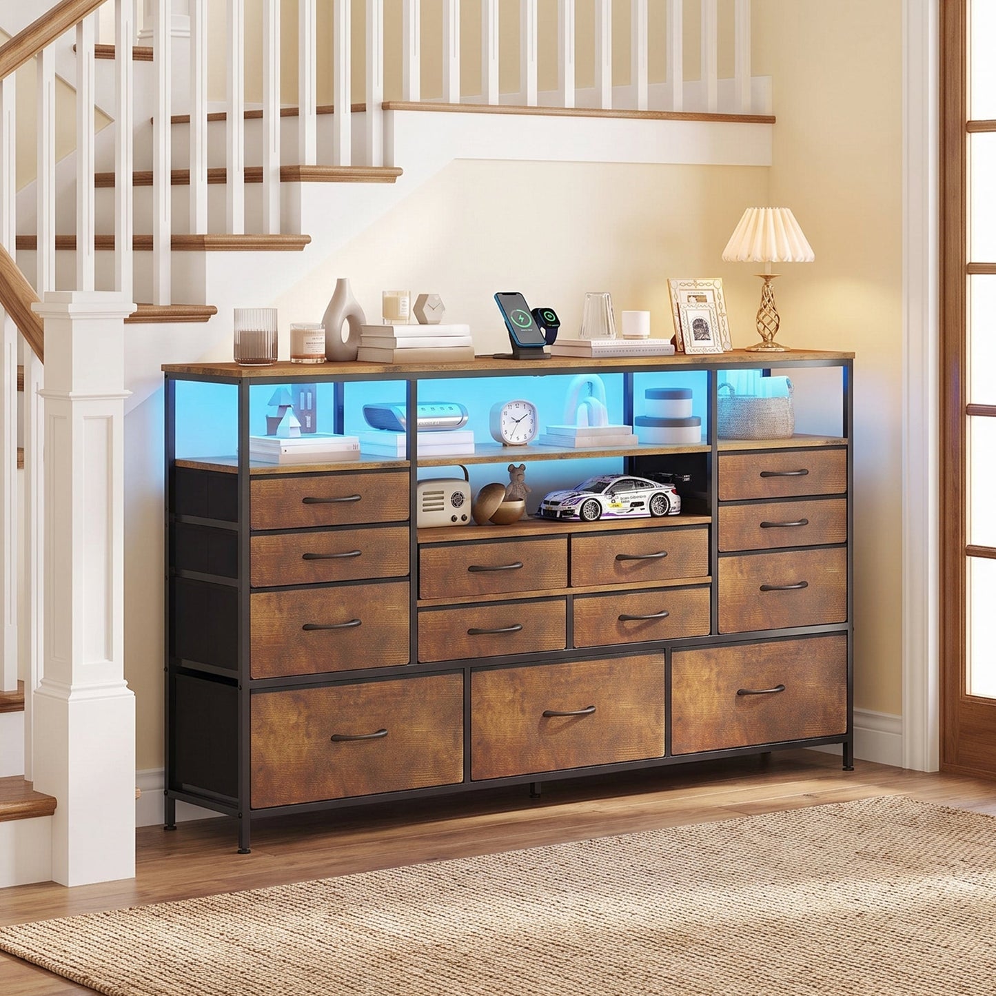 Advwin 13 Fabric Drawer Dresser with Charging Station