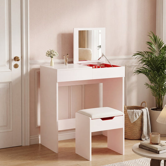 Advwin Makeup Vanity Desk with Flip Top Mirror & Drawer