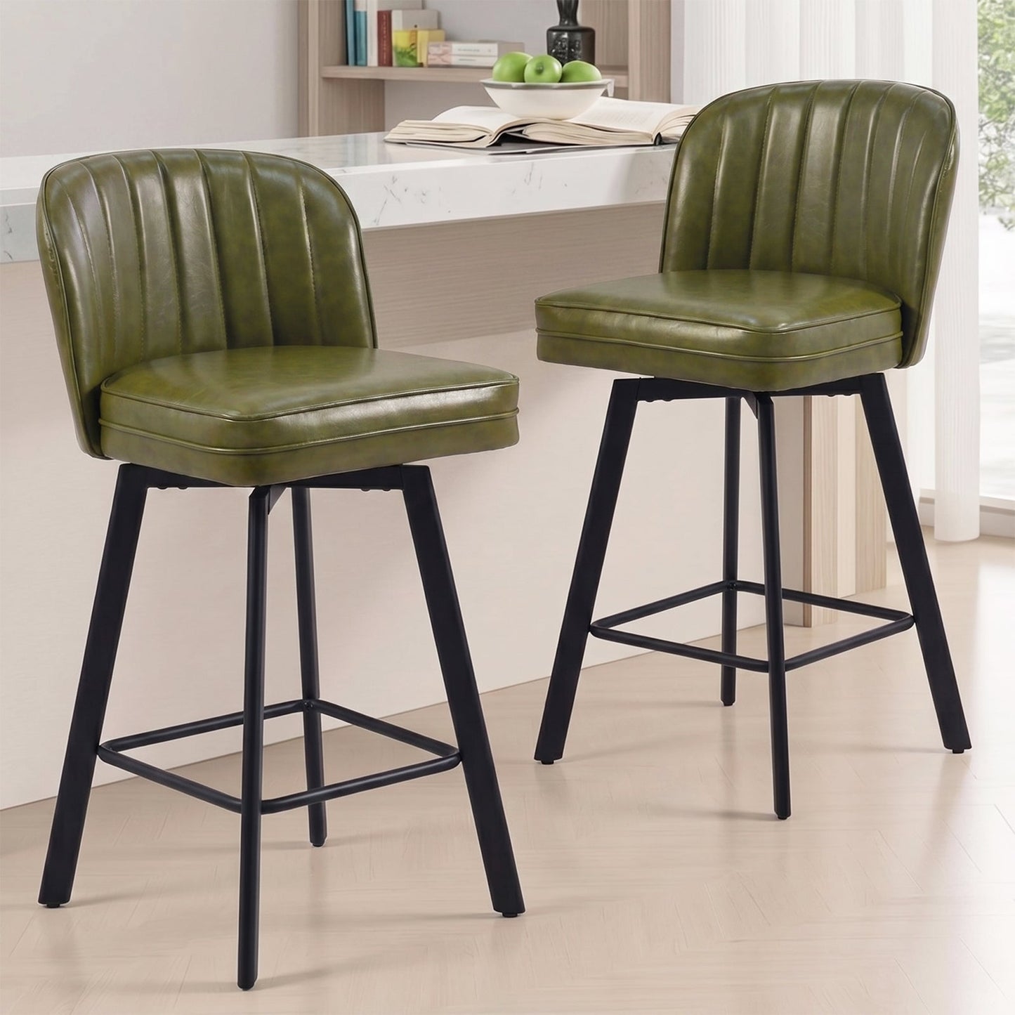 Advwin Set of 2 360° Swivel Bar Stools