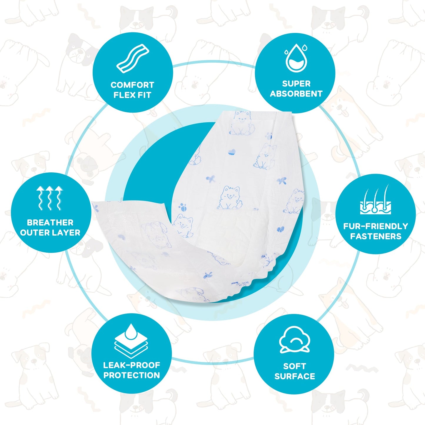 Advwin Male Dog Diaper Wraps 50 Count Large Size