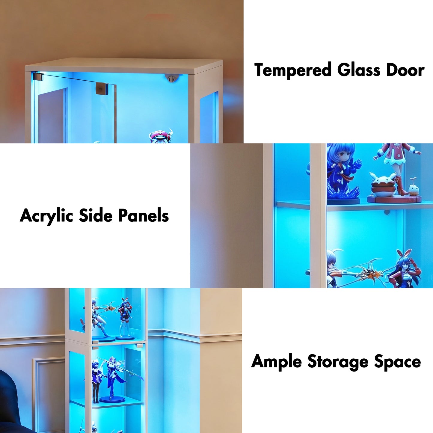 Advwin 4 Tier LED Glass Display Cabinet 160cm