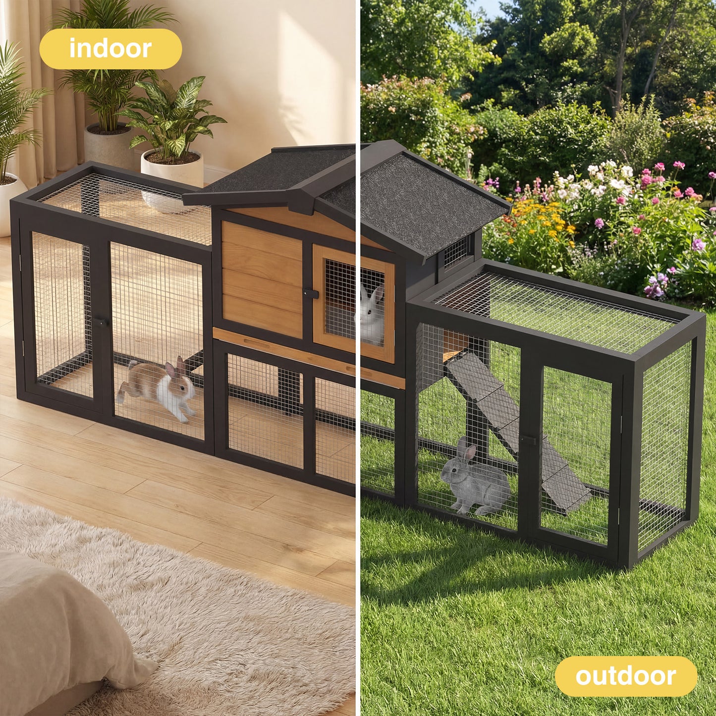 Advwin Rabbit Hutch Wooden Chicken Coop