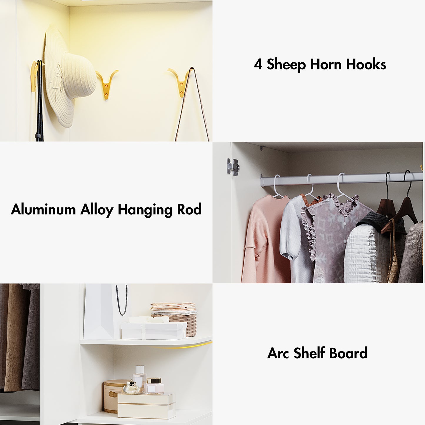 Advwin 3 Doors Armoire Wardrobe Closet with Mirror