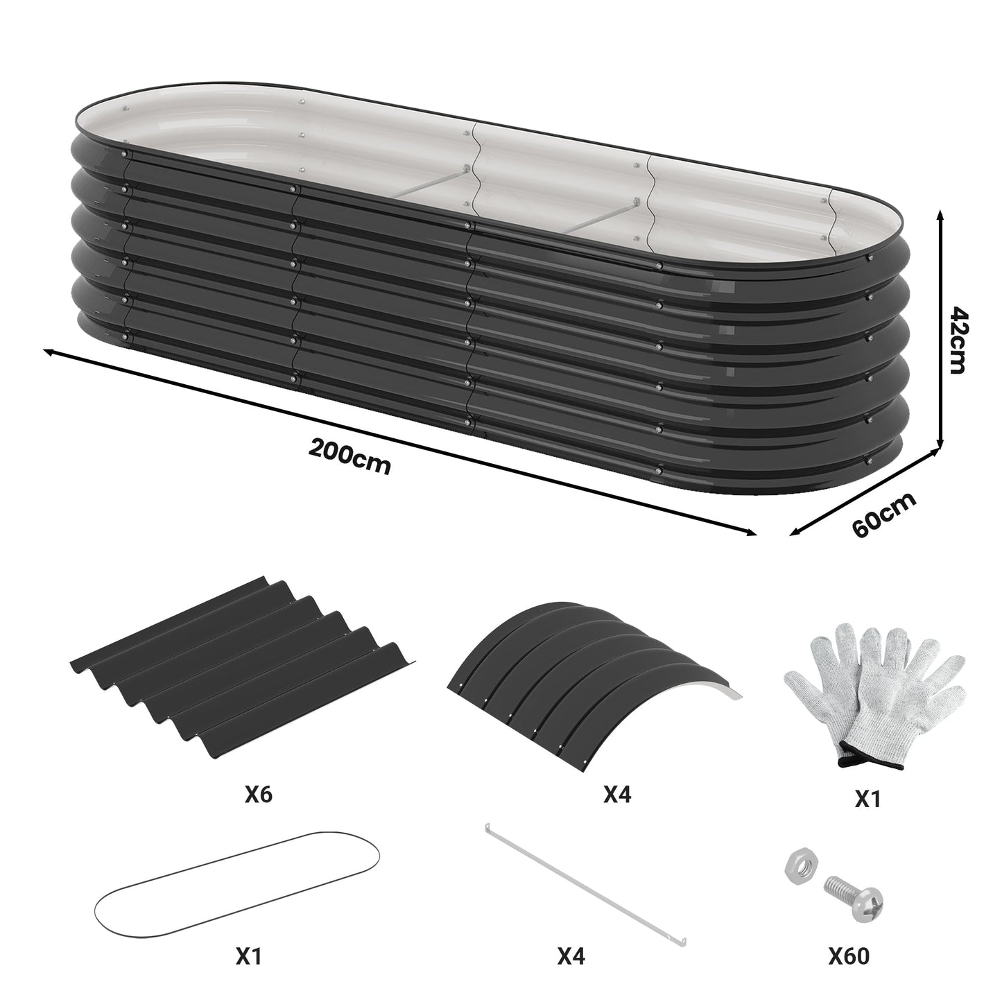 Advwin Raised Garden Bed Galvanised Steel Planter