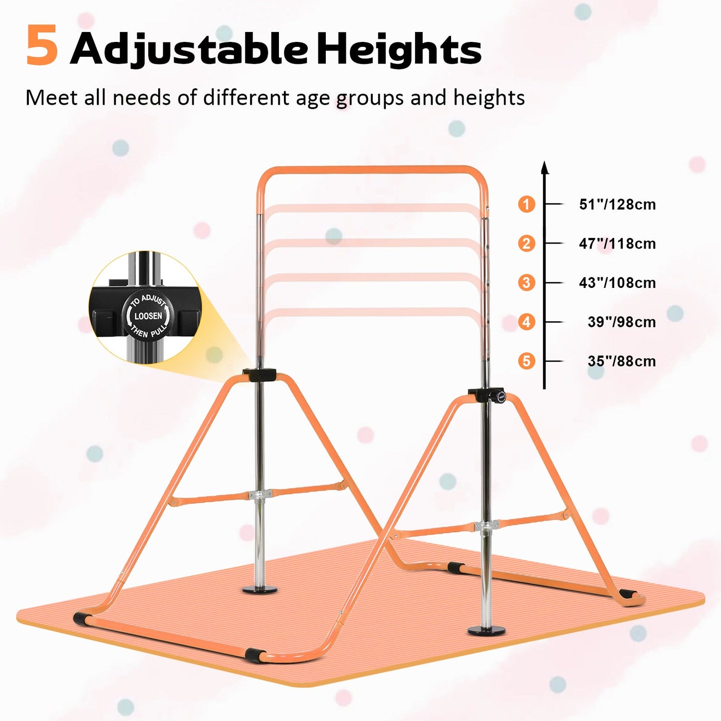 Advwin Kids Gymnastics Bar with Swing & Mat & Rings