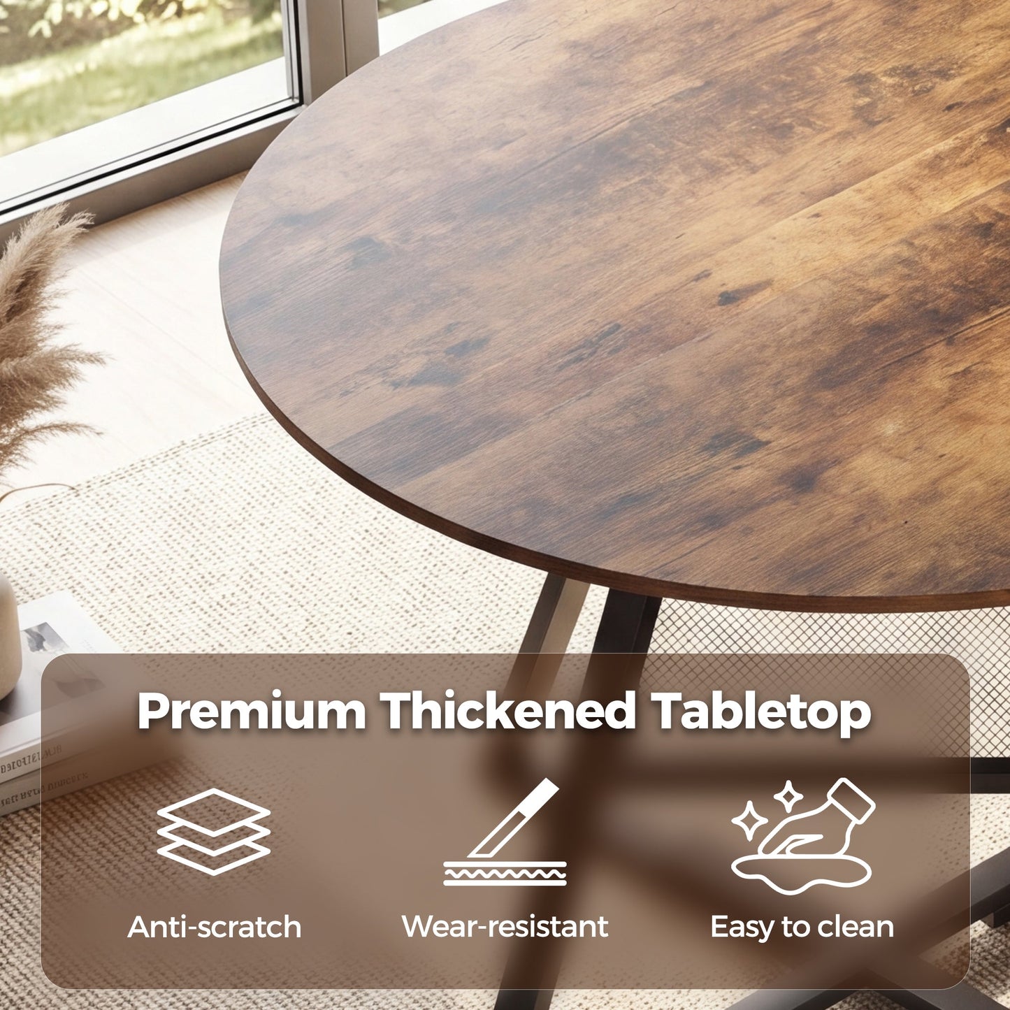 Advwin 107cm Round Dining Table 4-6 Seater