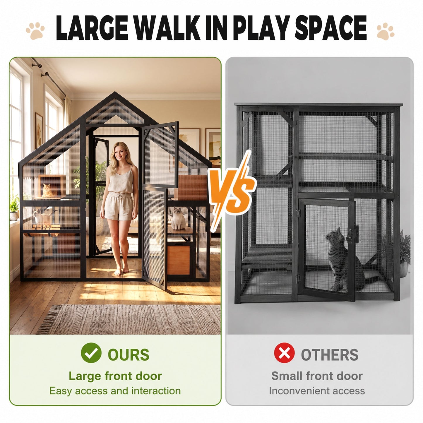 Advwin Outdoor Walk-in Cat Enclosure w/ Waterproof Cover