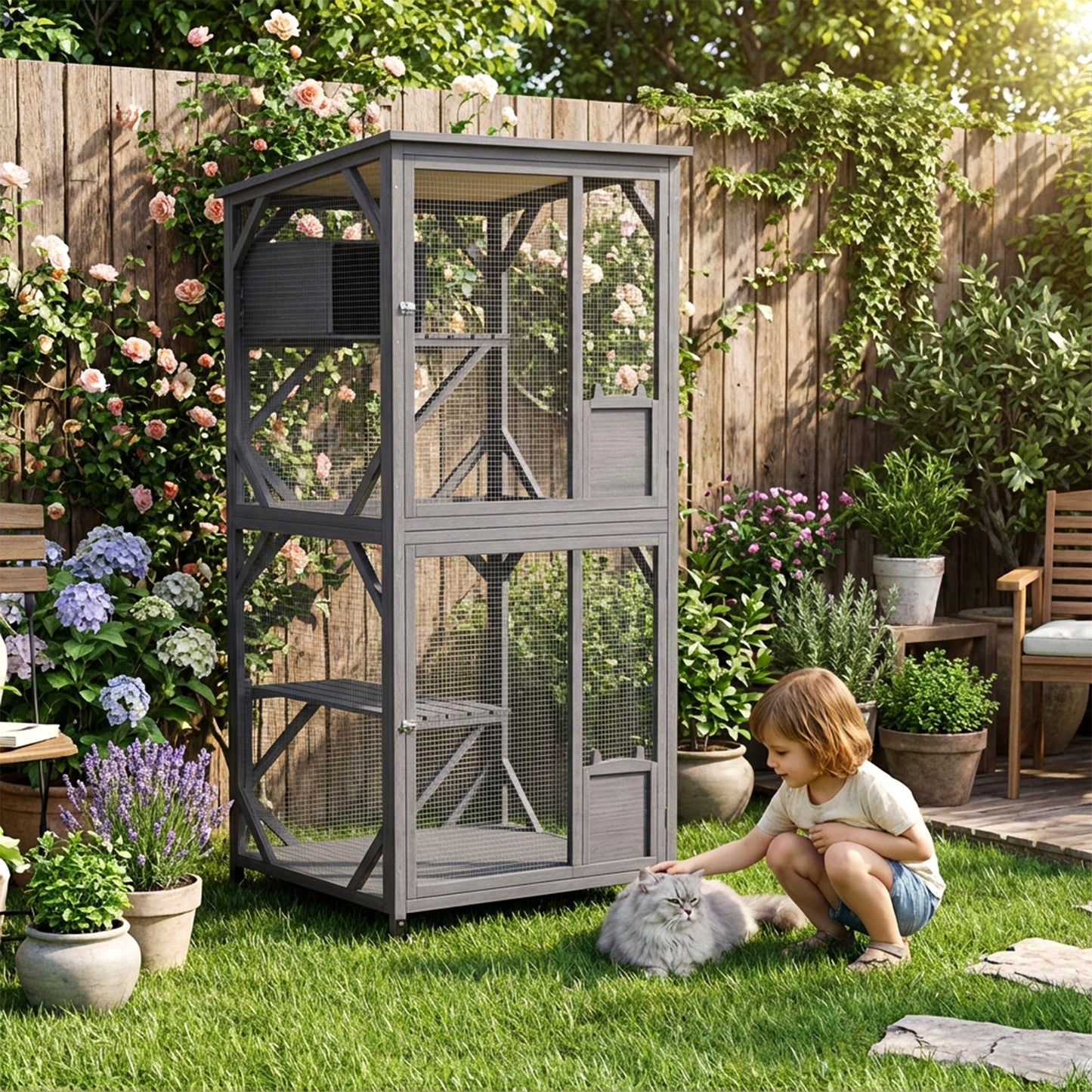 Advwin 4 Tiers Catio Outdoor Cat Enclosure