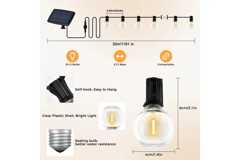 Advwin Solar Outdoor Festoon Lights