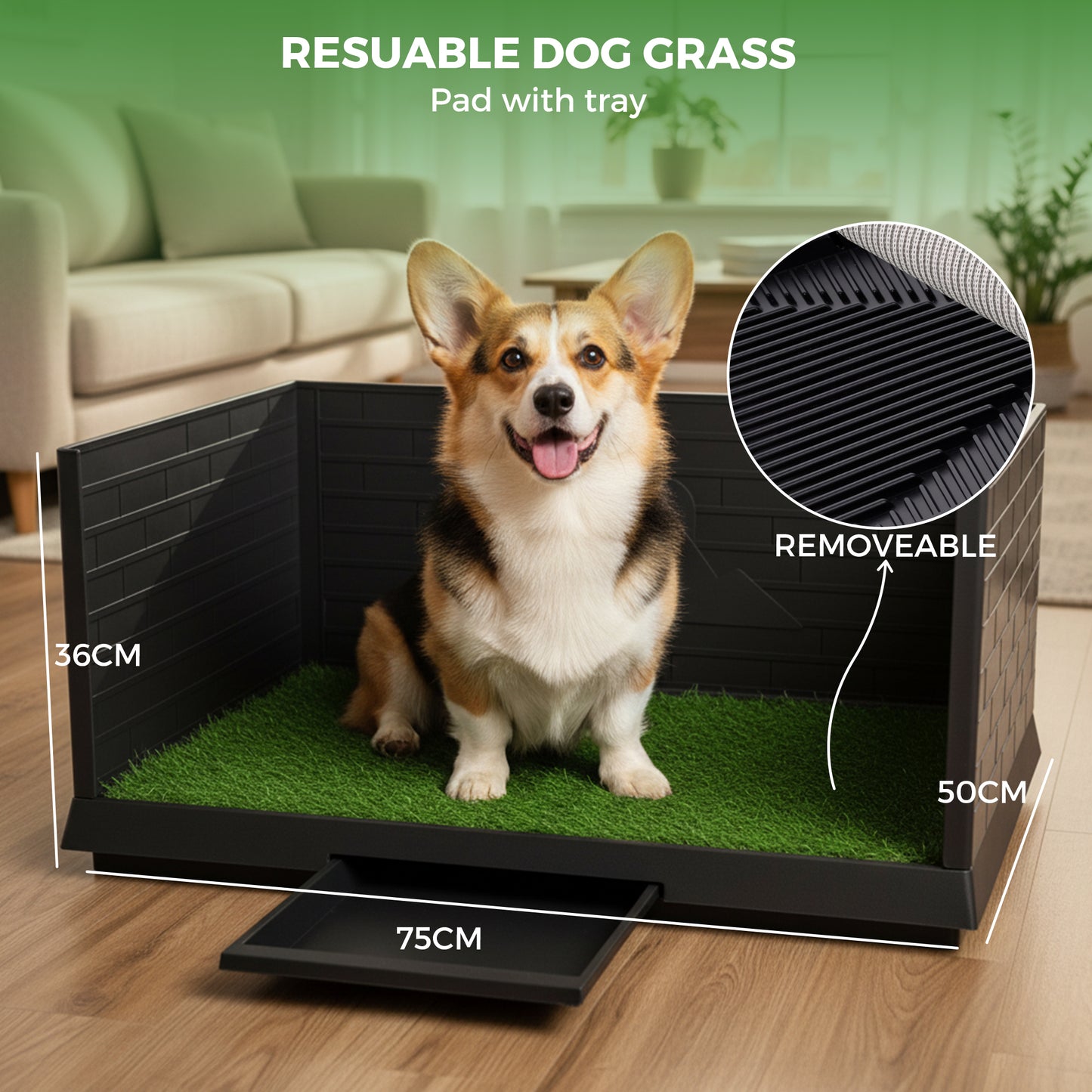 Advwin Dog Potty with Pee Baffle 76cm x 50cm