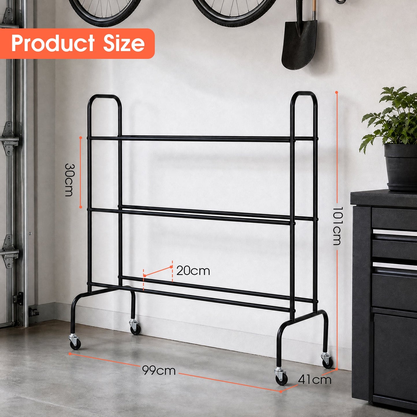 Advwin 3-Tier Basketball Rack Storage Holder w/ Wheels