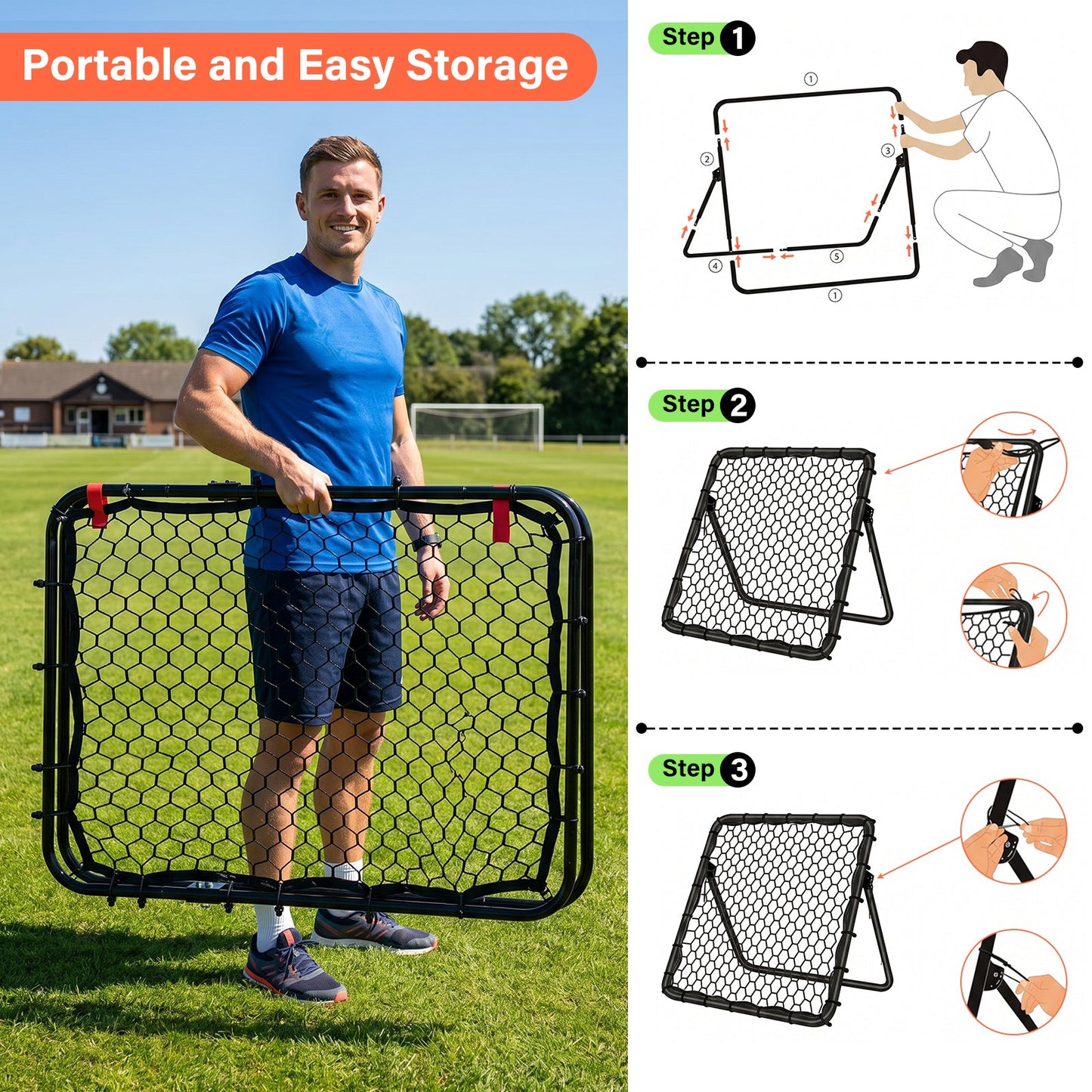 Advwin 1x1m Foldable Soccer Rebound Net
